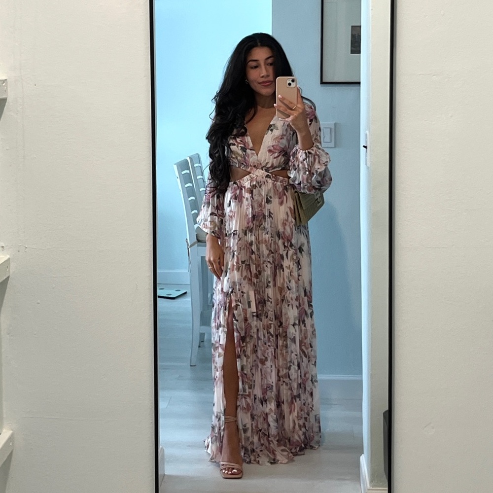 Floral Maxi Dress in Pink and White